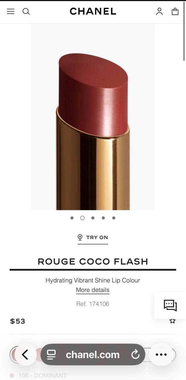 Chanel Rouge Coco Flash Hydrating Vibrant Shine Lip Colour - 106 Dominant - Picture 5 of 13